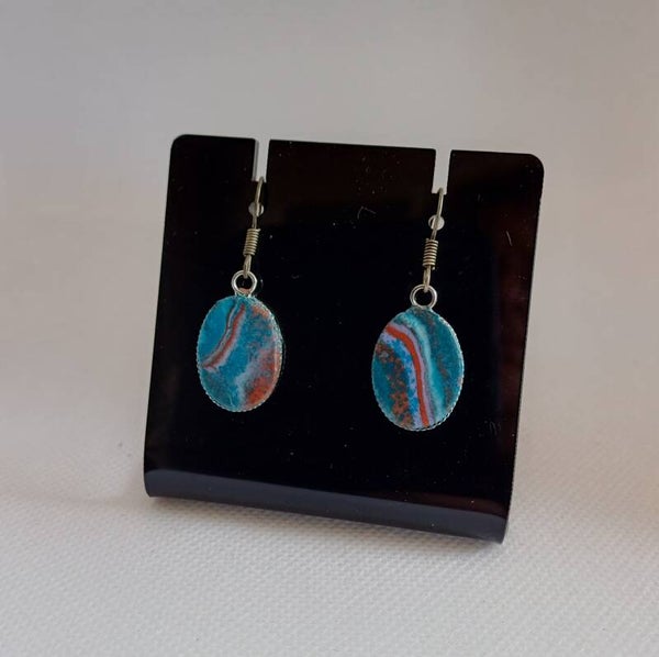 Oorbellen ovaal blauw