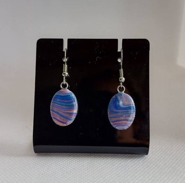 Oorbellen ovaal blauw