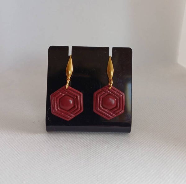 Oorbellen fimo bordeaux