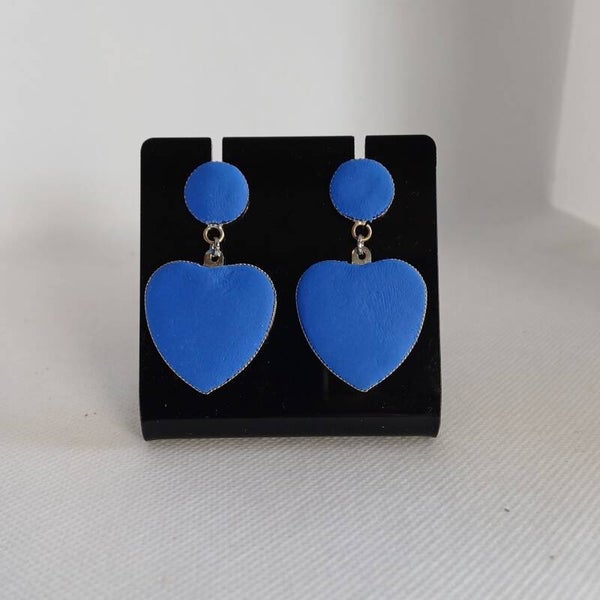 Oorbellen hart blauw