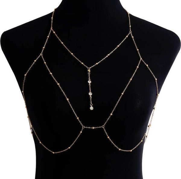 Metalen Dames Body Chain Sexy Stijl Holle Bikini Dames Borst Ketting Body Chain Decoratie Sieraden Kettingen Voor Vrouwen