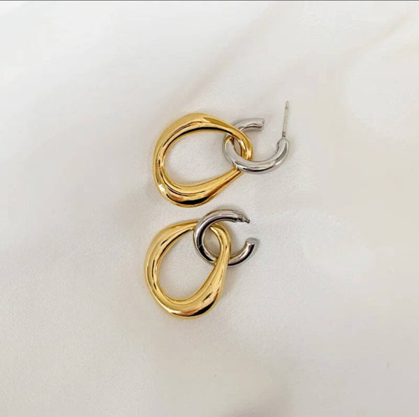 Koreaanse Stijl Modieuze Eenvoudige Geometrische Kleur Contrast Patchwork Oorbellen Temperament Gepersonaliseerde Trendy Sieraden Vrouwen
