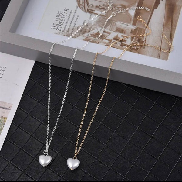 Eenvoudige Love Heart Design Ketting Nieuwe Mode Koreaanse Imitatie Parel Hanger Hals Sieraden Cadeau Voor Vriend Groothandel Sieraden