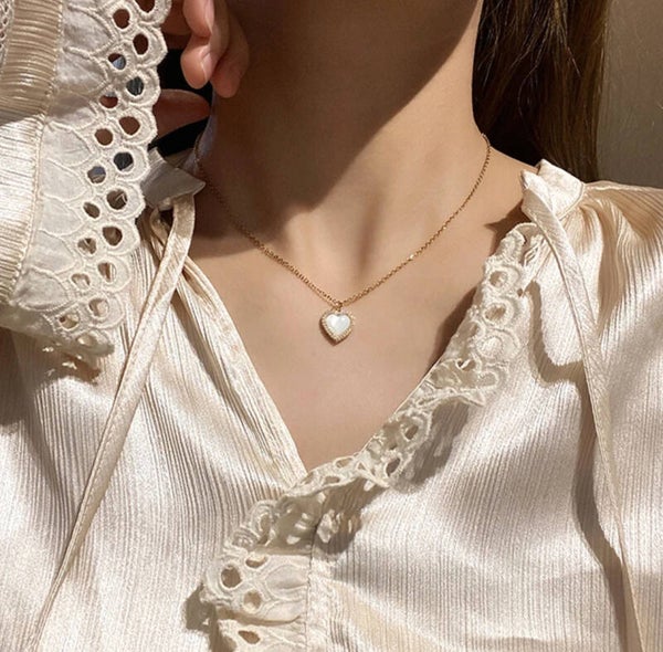 Trendy Hartvormige Hanger Ketting Opaal Ketting  Glanzende Vrouwen Temperament Sieraden Choker Ketting Bruiloft Sieraden Geschenken