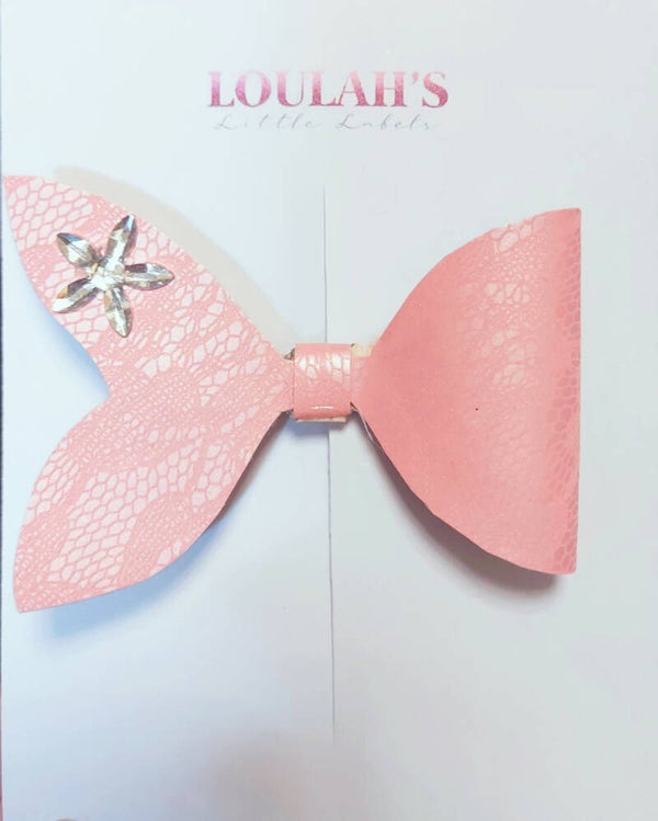 Pink Leatherette Lace effect Mermaid