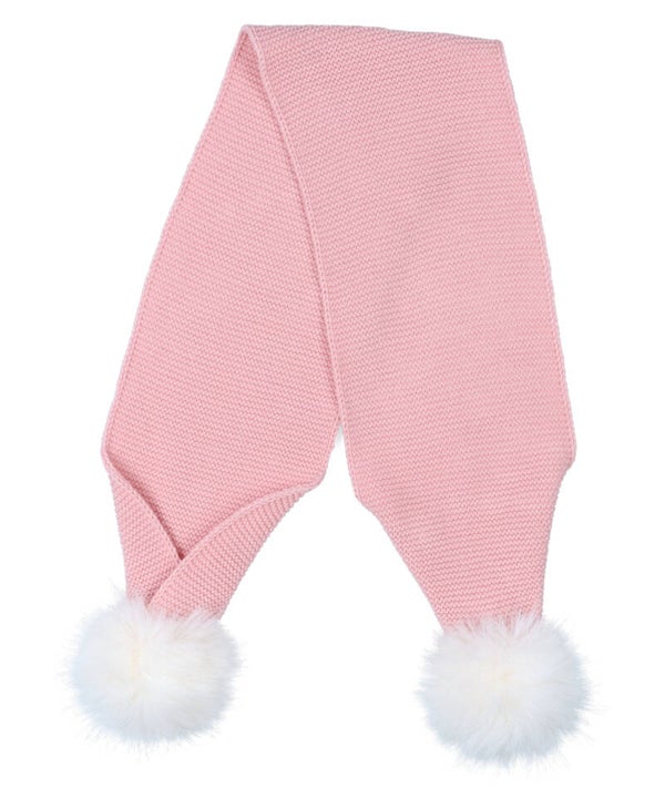 Bufanda con pompones blancos pelo natural