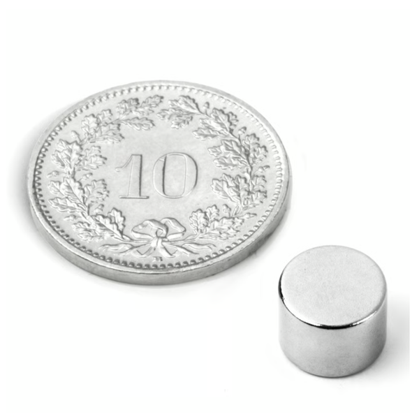Scheibenmagnet Ø 8 mm, Höhe 6 mm, hält ca. 2.6 kg