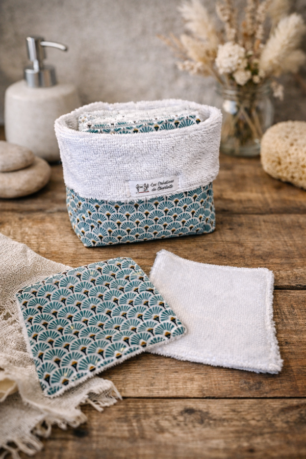 Panière + 10 lingettes lavables – Zéro déchet & fait main