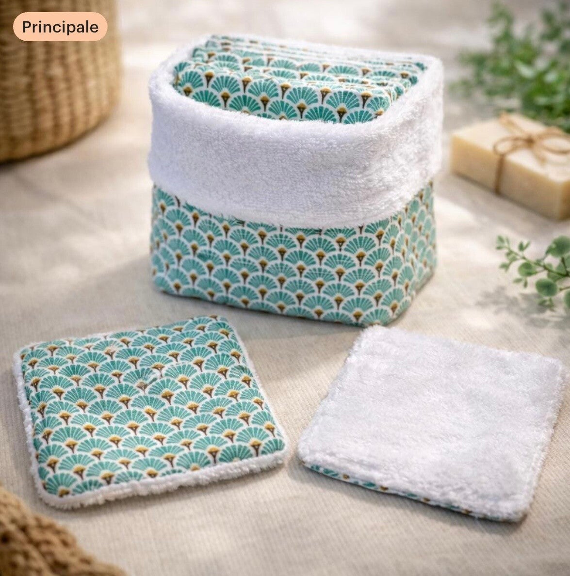 Panière + 10 lingettes lavables – Zéro déchet & fait main