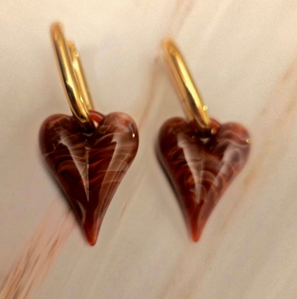 Oorbellen hart -bordeaux-Stainlesssteel