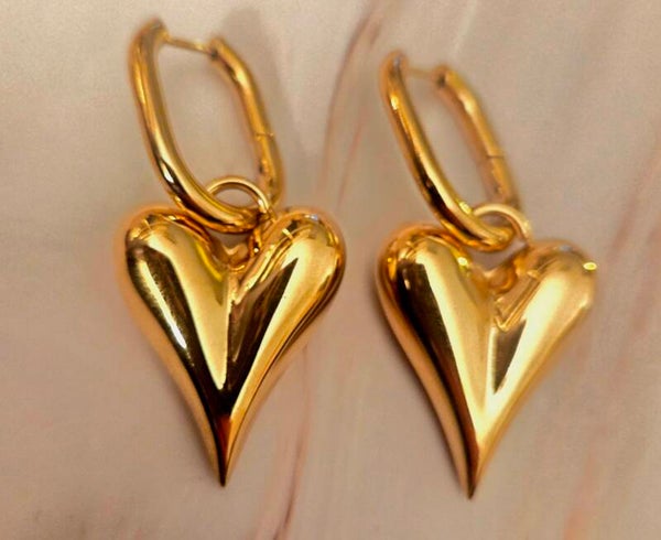 Oorbellen hart- Stainlesssteel-goud