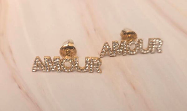 Oorbellen amour strassteentjes Stainlesssteel