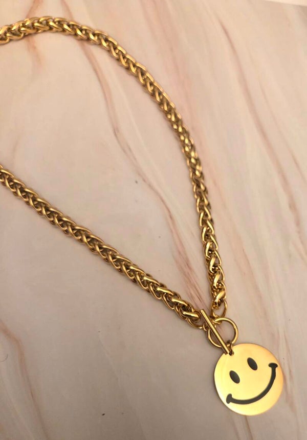 Statement ketting  smiley- Stainlesssteel