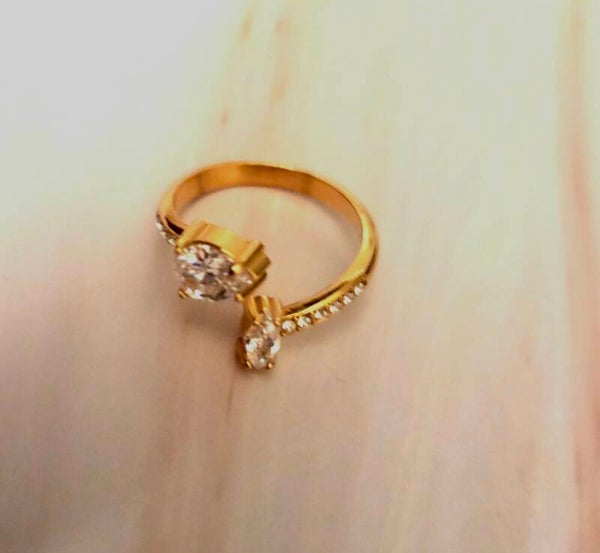 Verstelbare ring- Stainlesssteel- stras