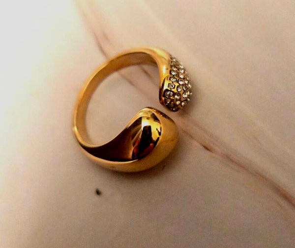 Verstelbare druppel  ring strassteentjes