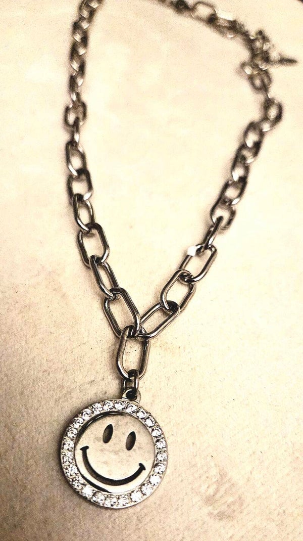 Ketting smiley shine zilver Stainlesssteel