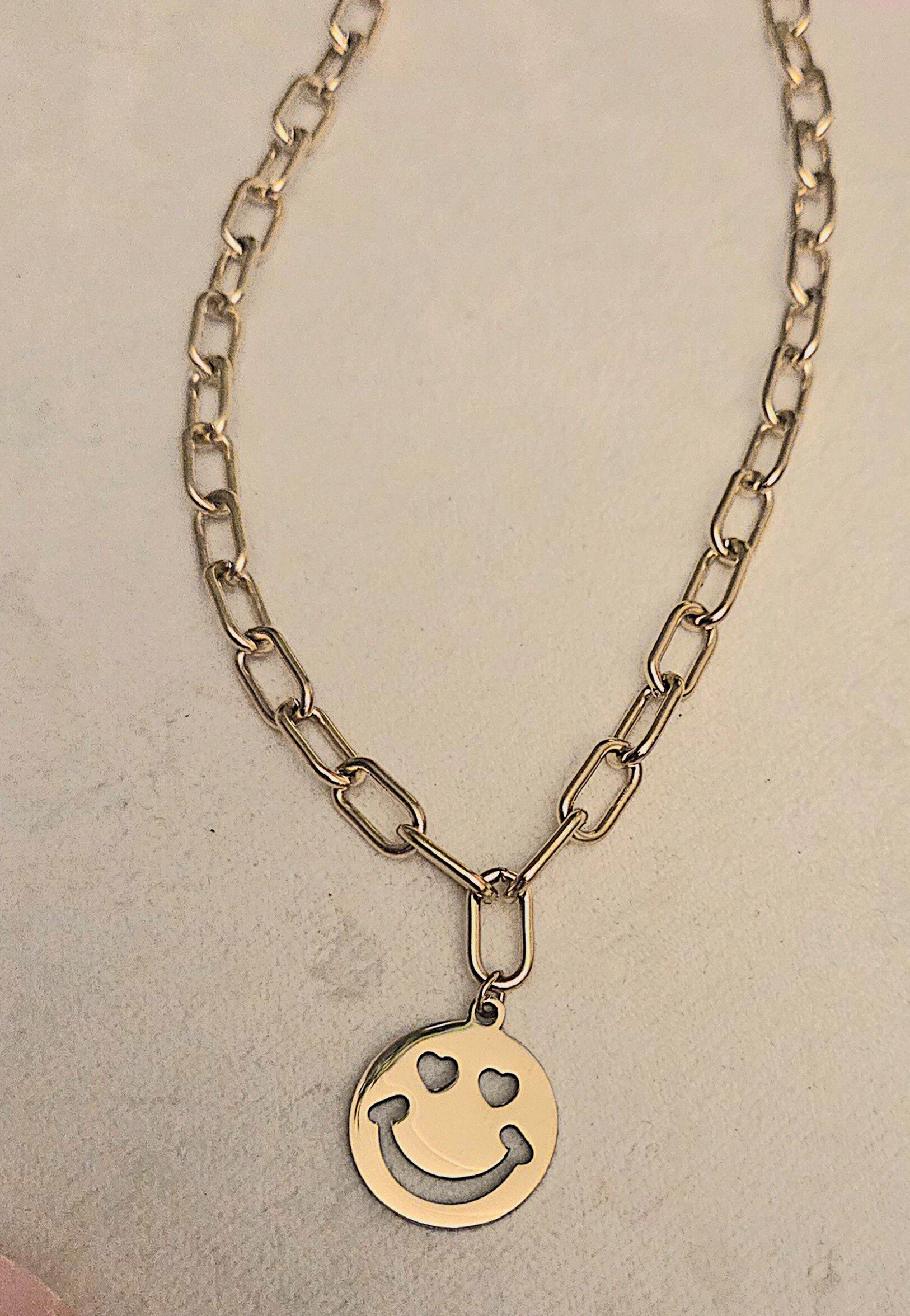 Ketting smiley goud Stainlesssteel