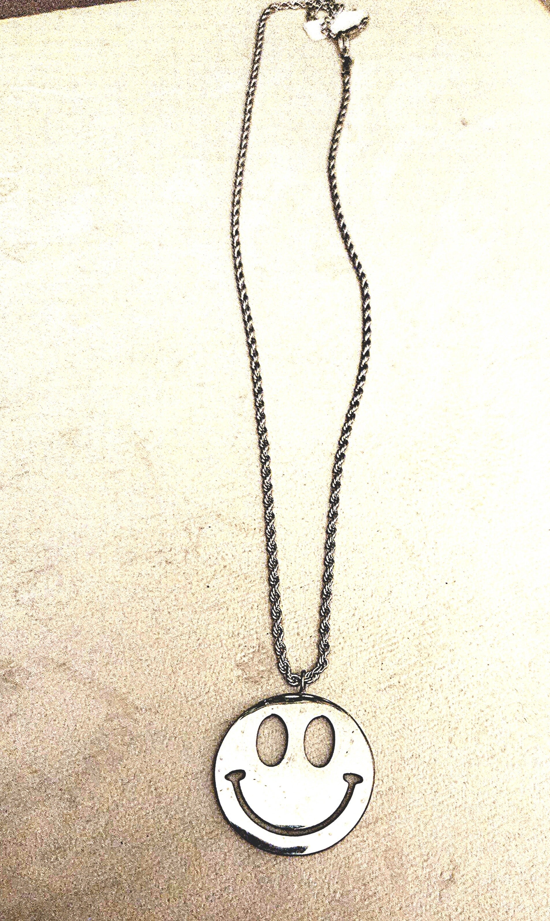 55 + cm ketting smiley zilver