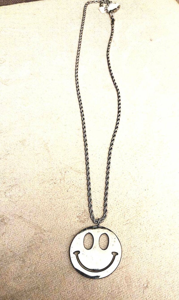 55 + cm ketting smiley zilver
