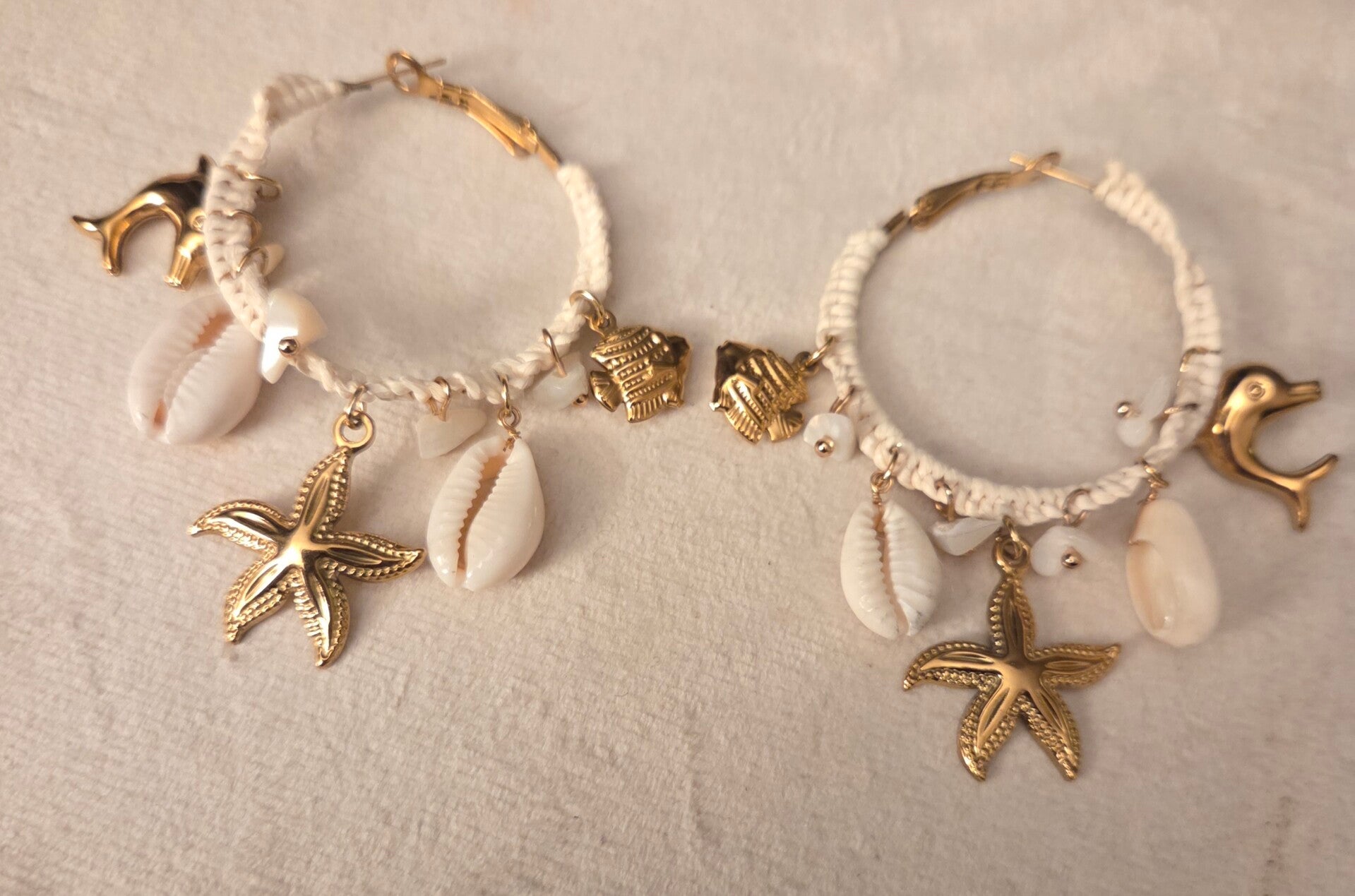 Oorbellen hoop boho ibiza schelp