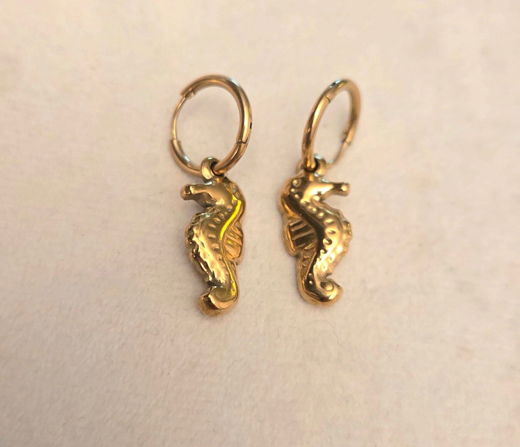 Oorbellen zeepaard goud