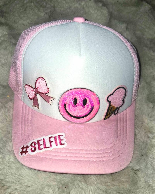 Baseball pet roze smiley ijs