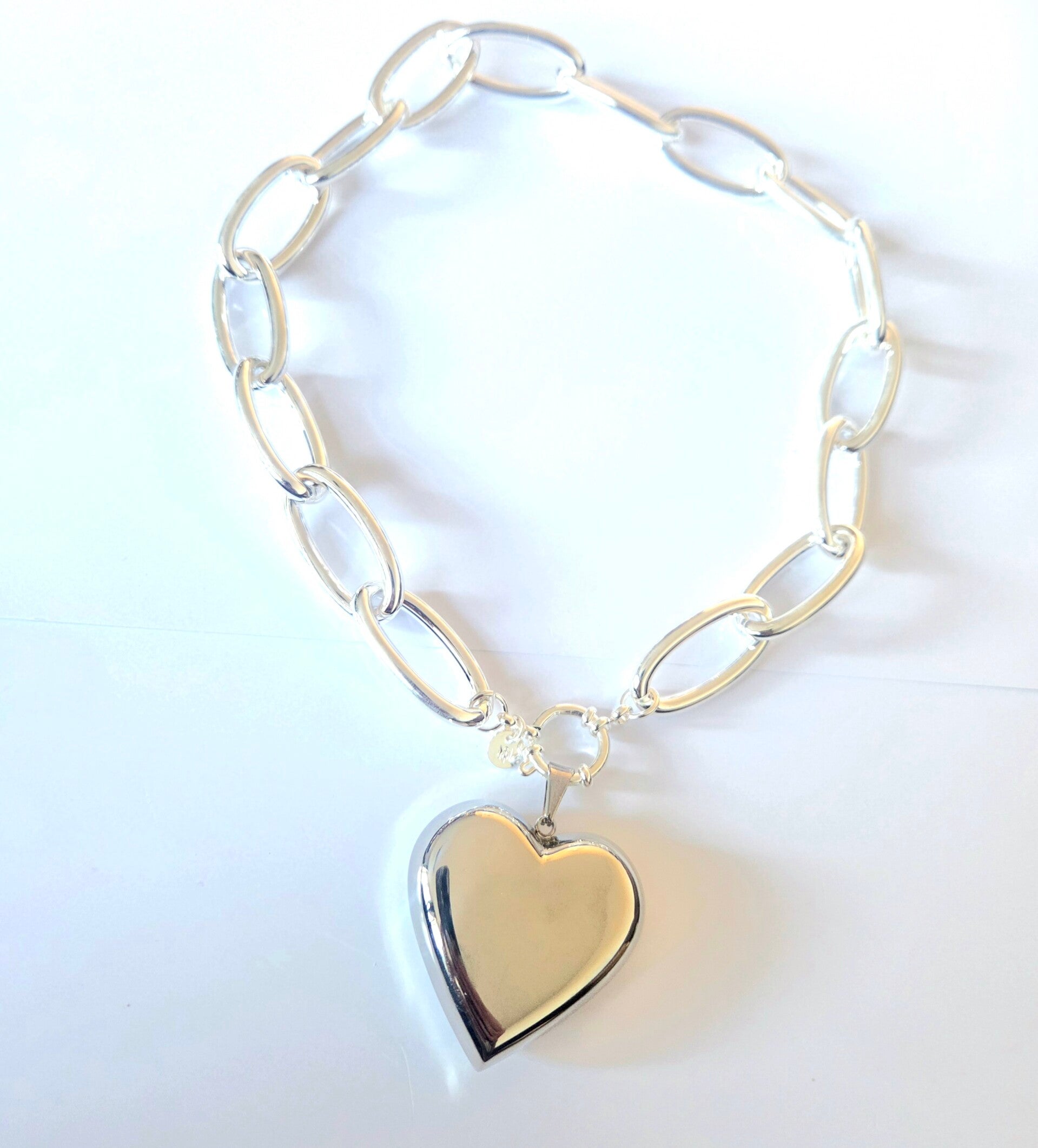 Statement ketting hart - zilverkleurig- Stainlesssteel