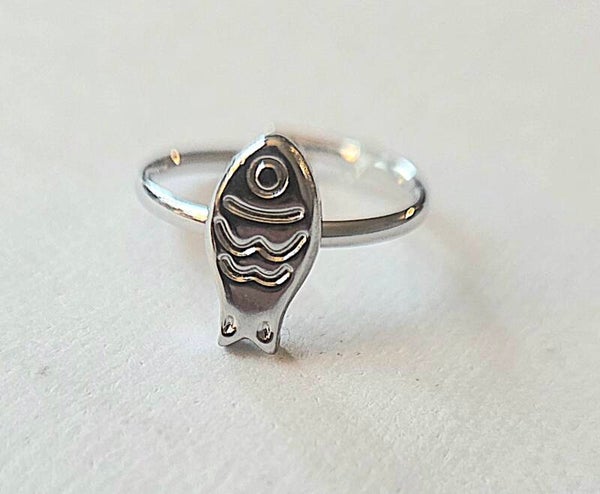 Ring vis klein- verstelbaar- zilver- Stainlesssteel