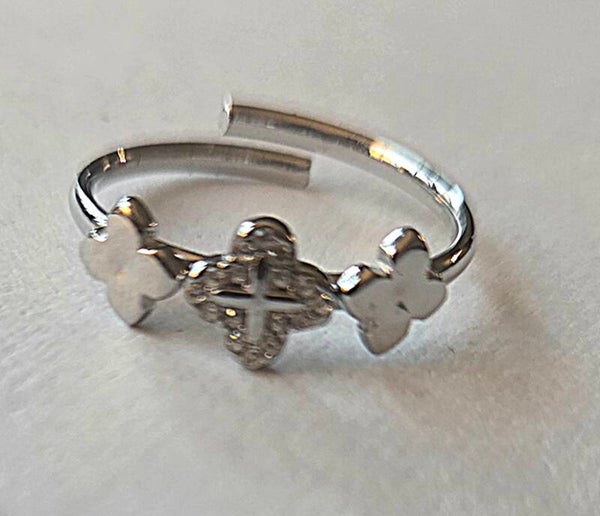 Ring klavertjes- zilver- Stainlesssteel- Verstelbaar