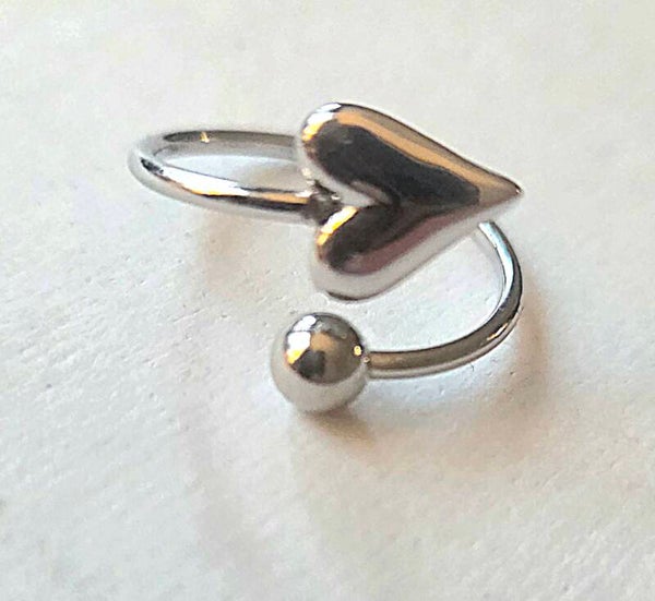 Ring hart dubbel.- zilver- stainlesssteel-sieraden- verstelbaar