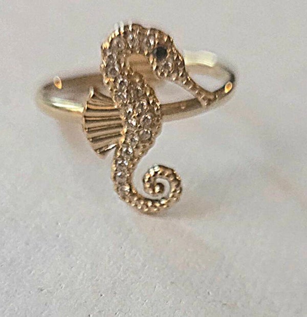 Ring zeepaardje - goud- Stainlesssteel- Verstelbaar