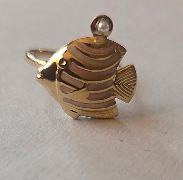 Ring vis- goud- Stainlesssteel- Verstelbaar