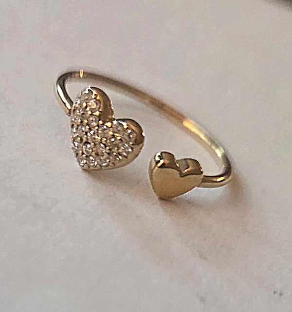 Ring hartjes - goud- Stainlesssteel- Verstelbaar