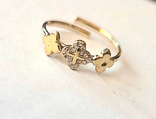 Ring klavertjes- goud- Stainlesssteel- Verstelbaar