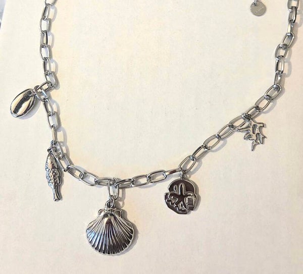 Ketting  bedel zee.- zilver - Stainlesssteel