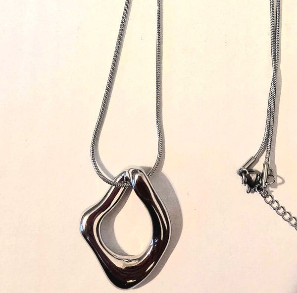 Lange ketting ovaal- zilver- Stainlesssteel-80