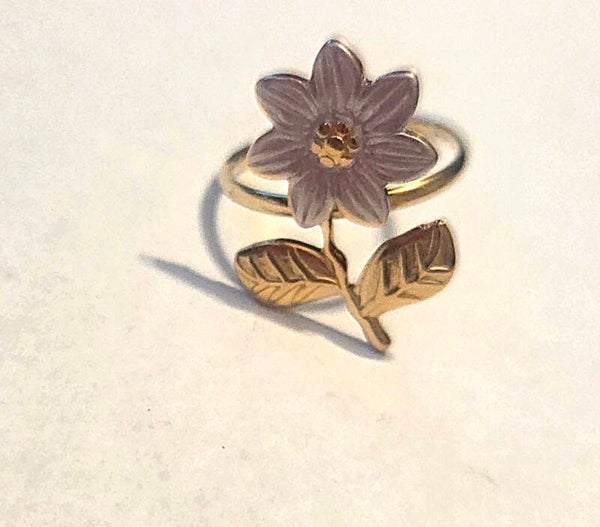 Ring bloem roze- goud- Stainlesssteel