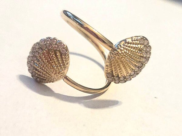 Ring dubbele schelp- goud- Stainlesssteel