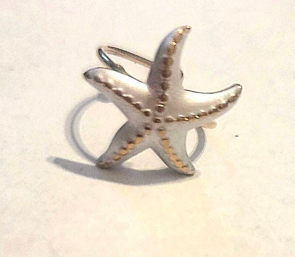 Ring zeester wit- goud- Stainlesssteel