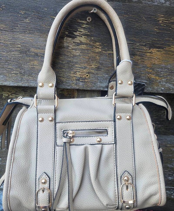 Citybag medium lederlook beige