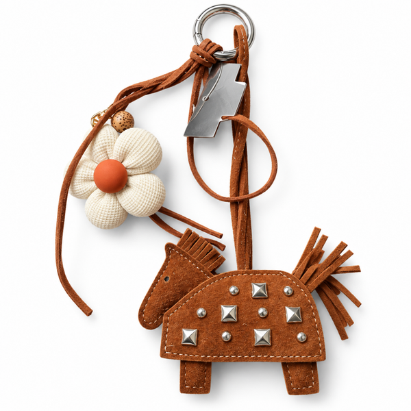 Leren sleutelhanger paard. Donkerbruin