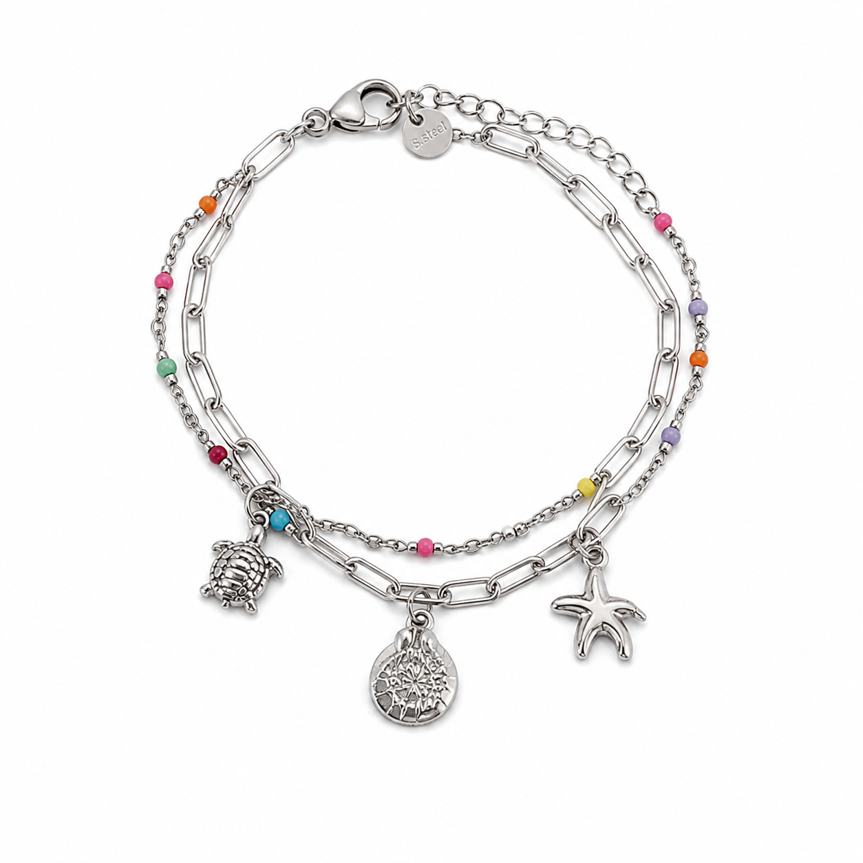 Dubbele armband zee- Stainlesssteel- zilver