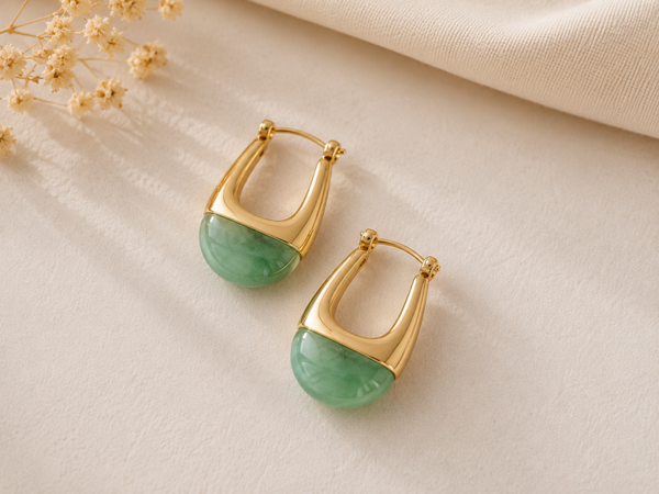 Oorbellen sanne. Goud groen