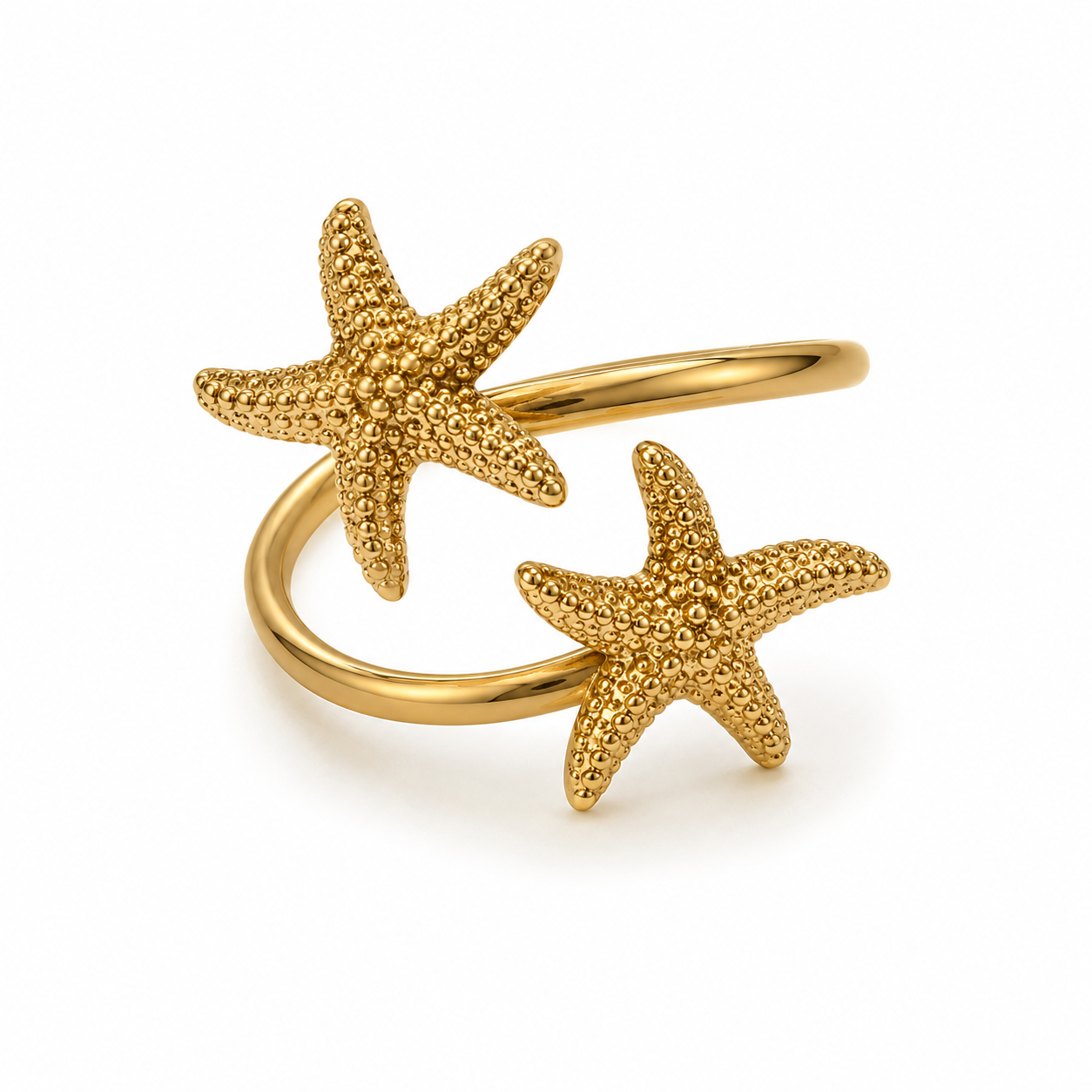 Ring dubbele zeester- goud- verstelbaar
