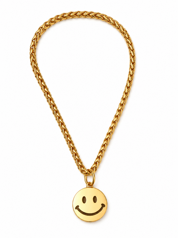 Statement ketting  smiley- Stainlesssteel