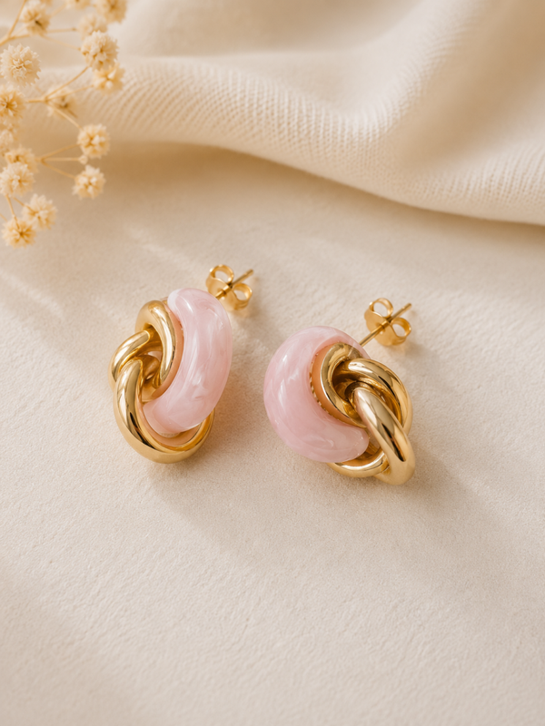 Oorbellen Fernández goud roze