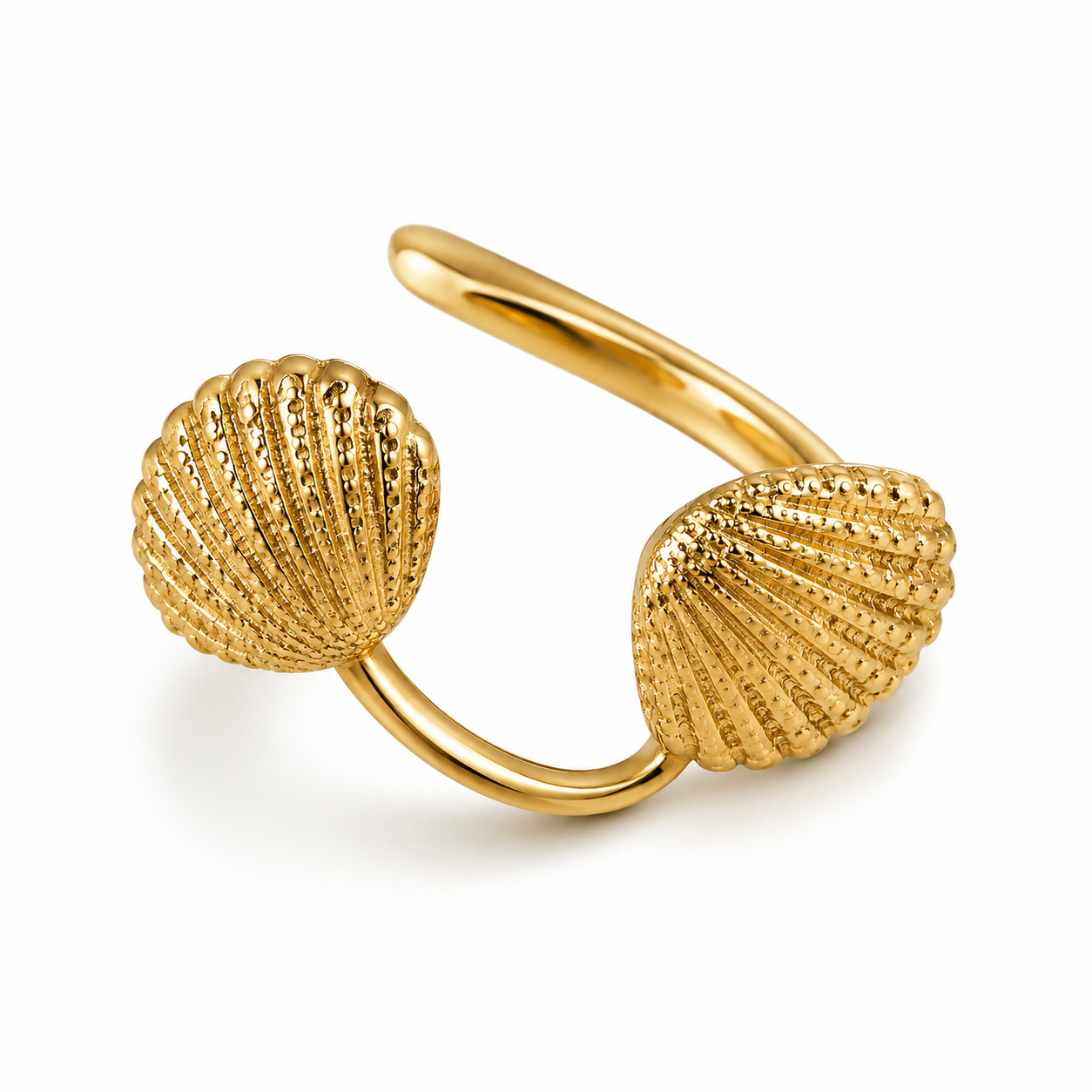 Ring dubbele schelp- goud- Stainlesssteel