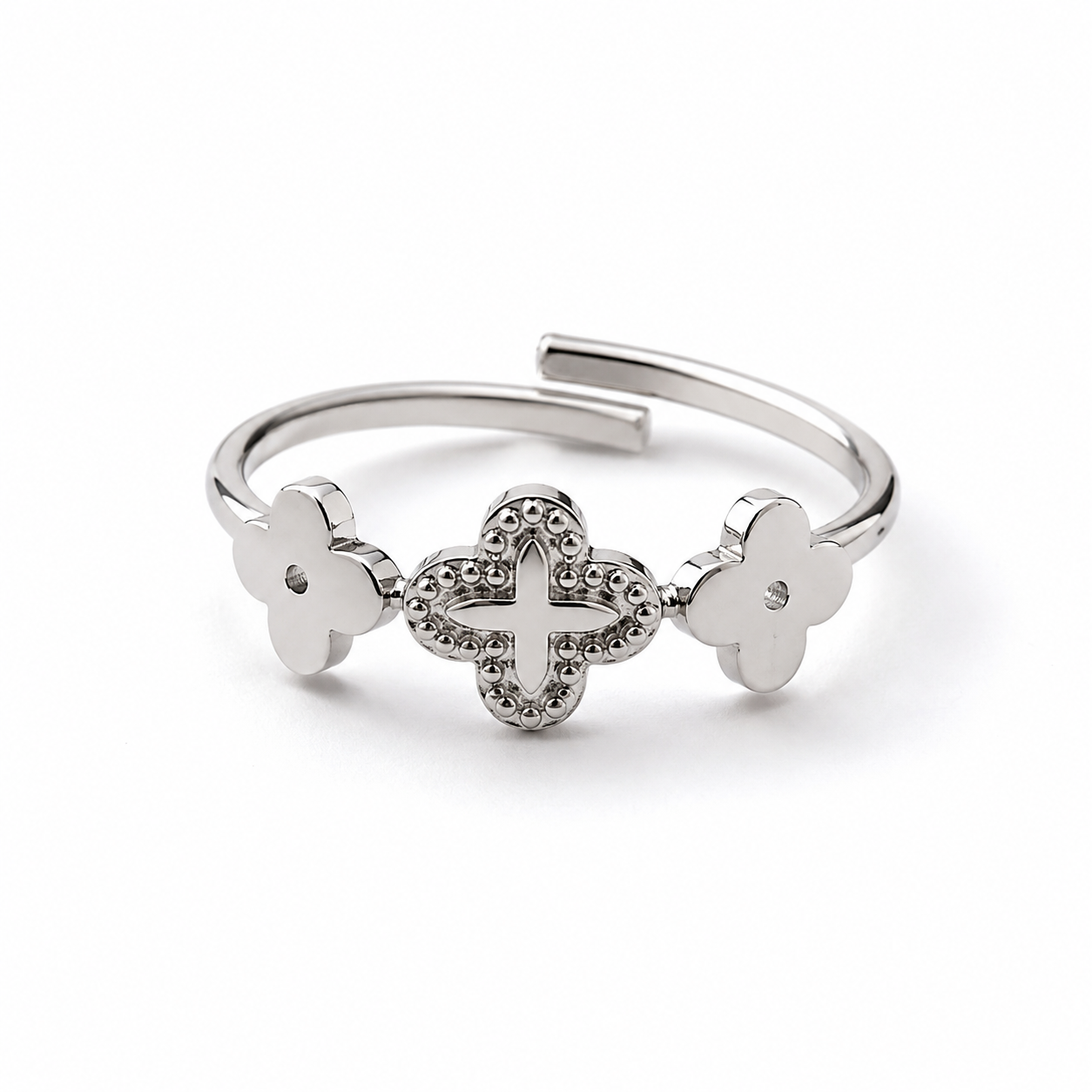 Ring klavertjes- zilver- Stainlesssteel- Verstelbaar
