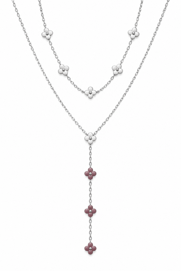 Dubbele y ketting zilver