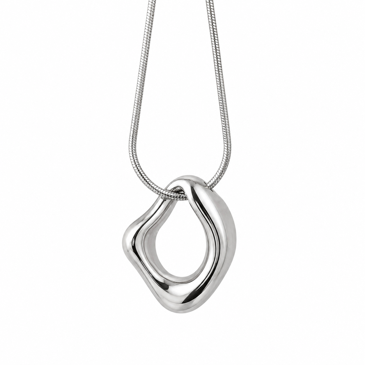 Lange ketting ovaal- zilver- Stainlesssteel-80